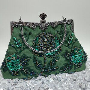 Vintage Floral Embroidered Clutch Handbag